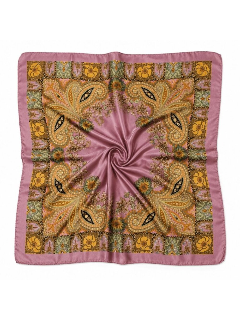 MAUVE PINK SATIN WILD RAG SCARF | 35x35 PAISLEY WESTERN SCARF | COWGIRL RODEO